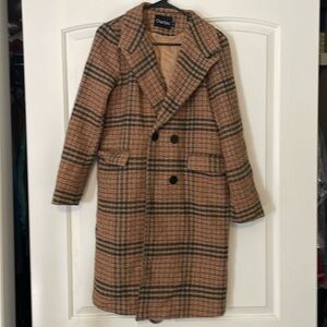 Plaid Peacoat Overcoat Knee length coat Sz Small